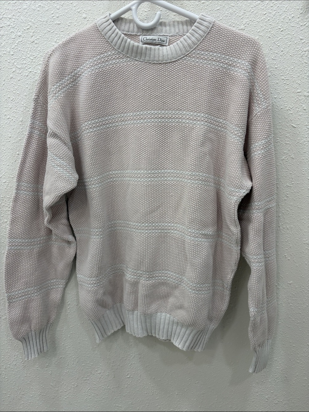 Dior Women's Soft Pink Textured Crewneck Sweater